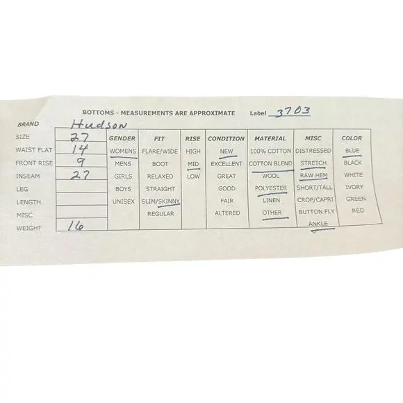 NWT Hudson Mid Rise Tilda Ankle Cigarette Leg Jeans Dark Wash Blue Womens Sze 27 - Picture 13 of 13